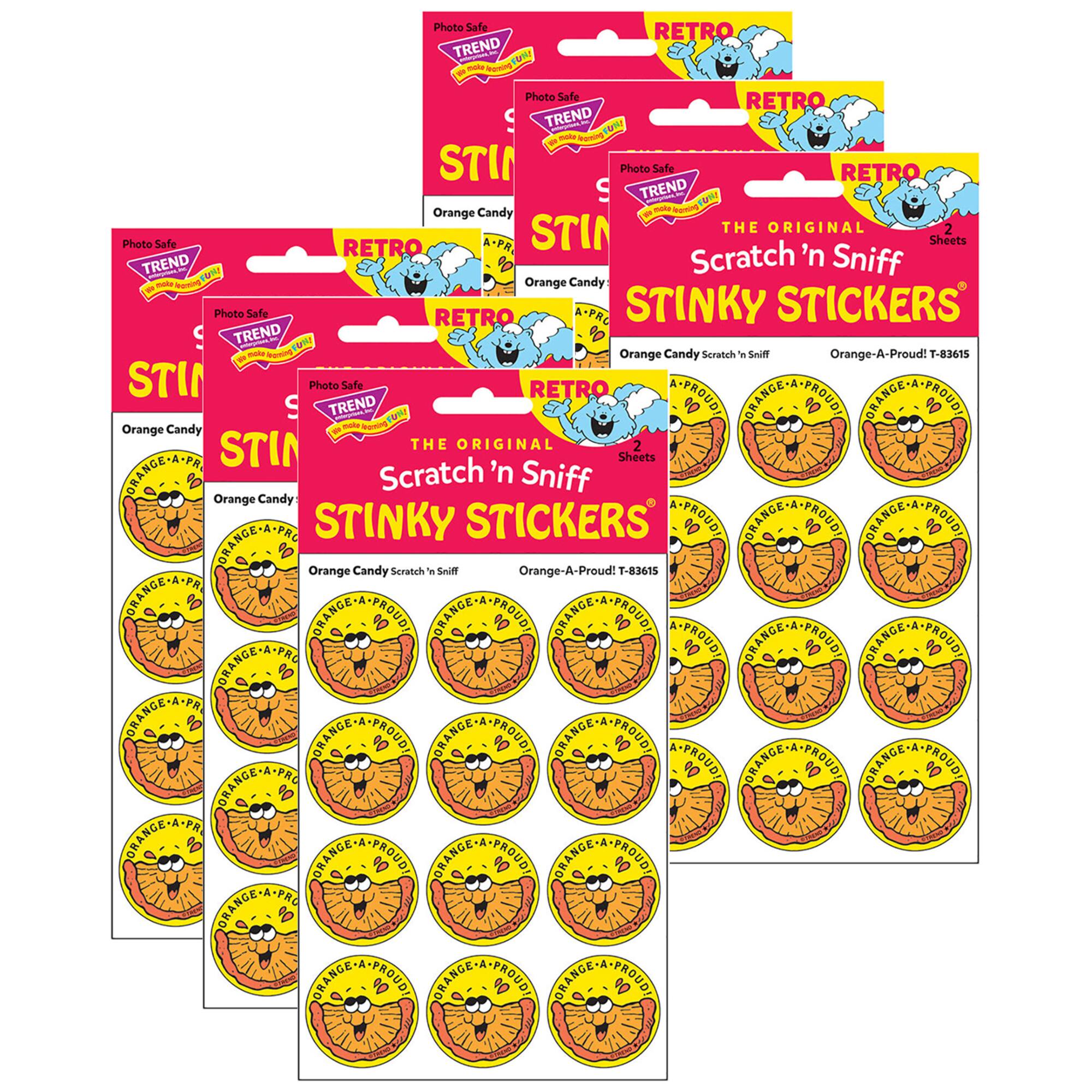 TREND Enterprises® Orange-A-Proud! Orange Candy Scented Stickers, 6 Packs of 24